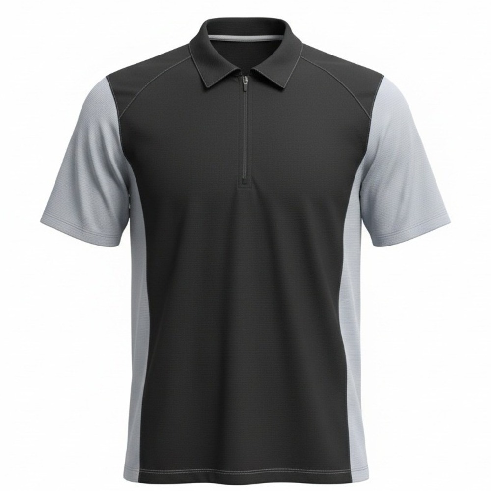 Patagonia Quarter Zip Polo Shirt Mens Large Black Grey Colorblock Short Sleeve‎